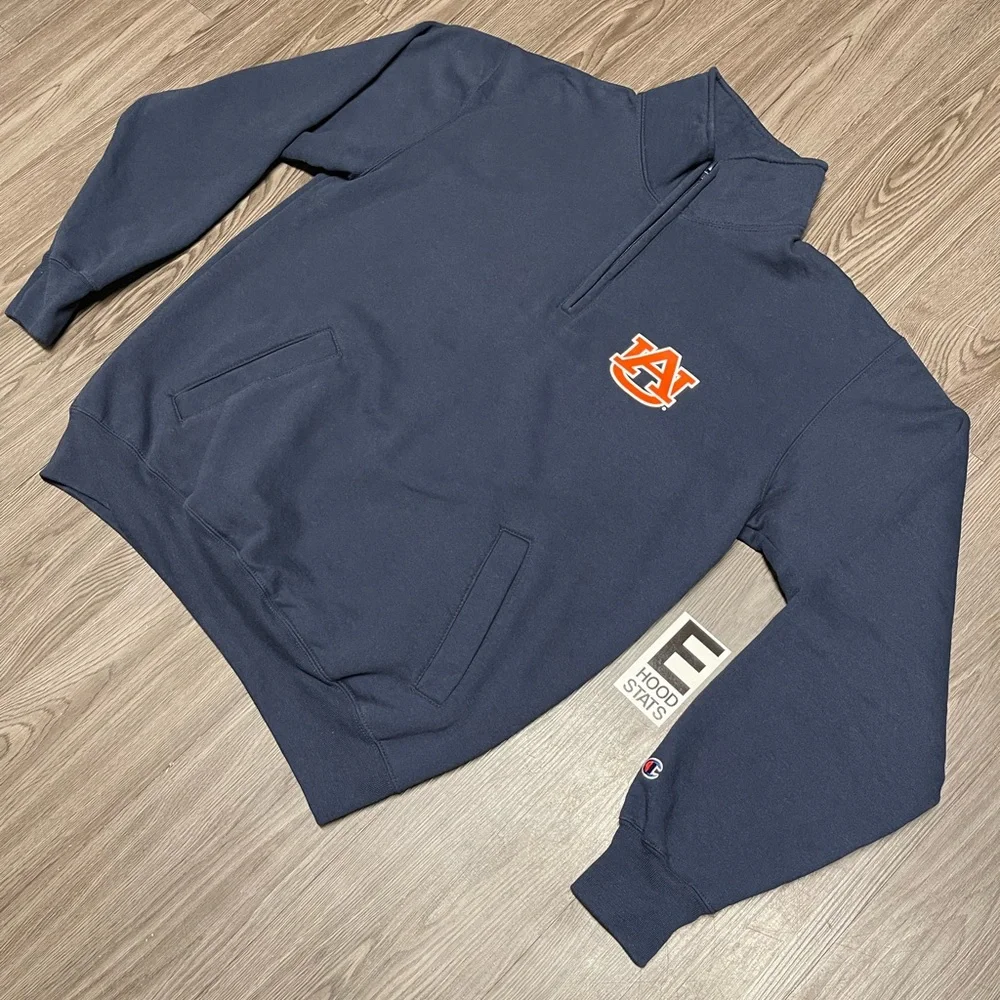 Champion University Of Auburn Blue Quarter Zip Mens Size Large Pullover